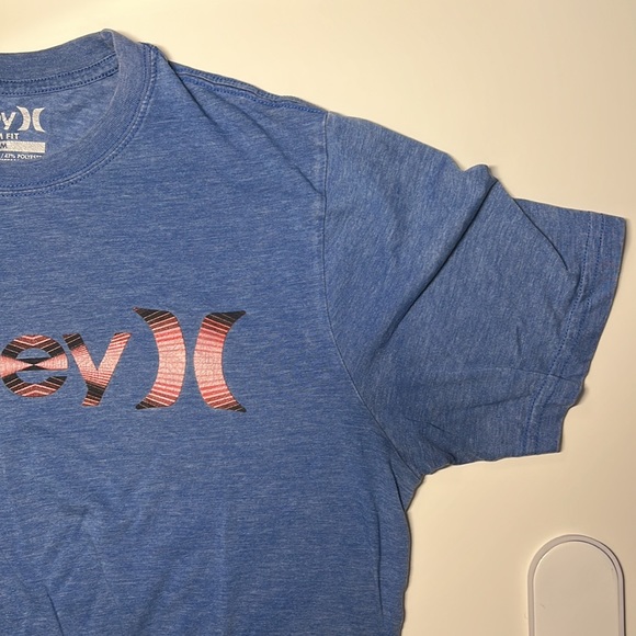 Hurley Premium Fit Cotton-Blend Blue Hurley Logo Short Sleeve Tee - Medium - Picture 4 of 13